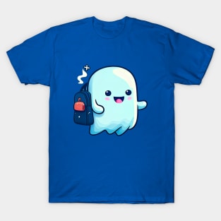 Little happy kawaii ghost goes to school T-Shirt